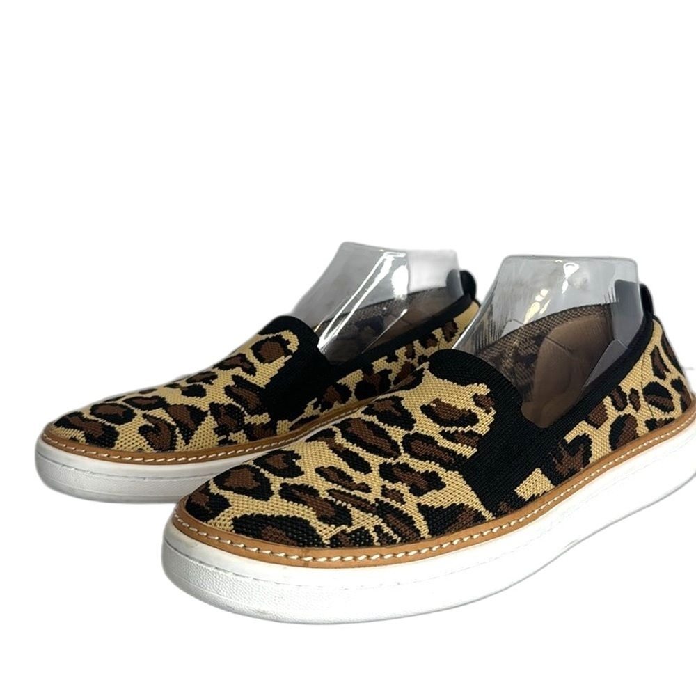 Talbots Womens Brittany Leopard Print Knit Sneakers Shoes Size 9.5 M